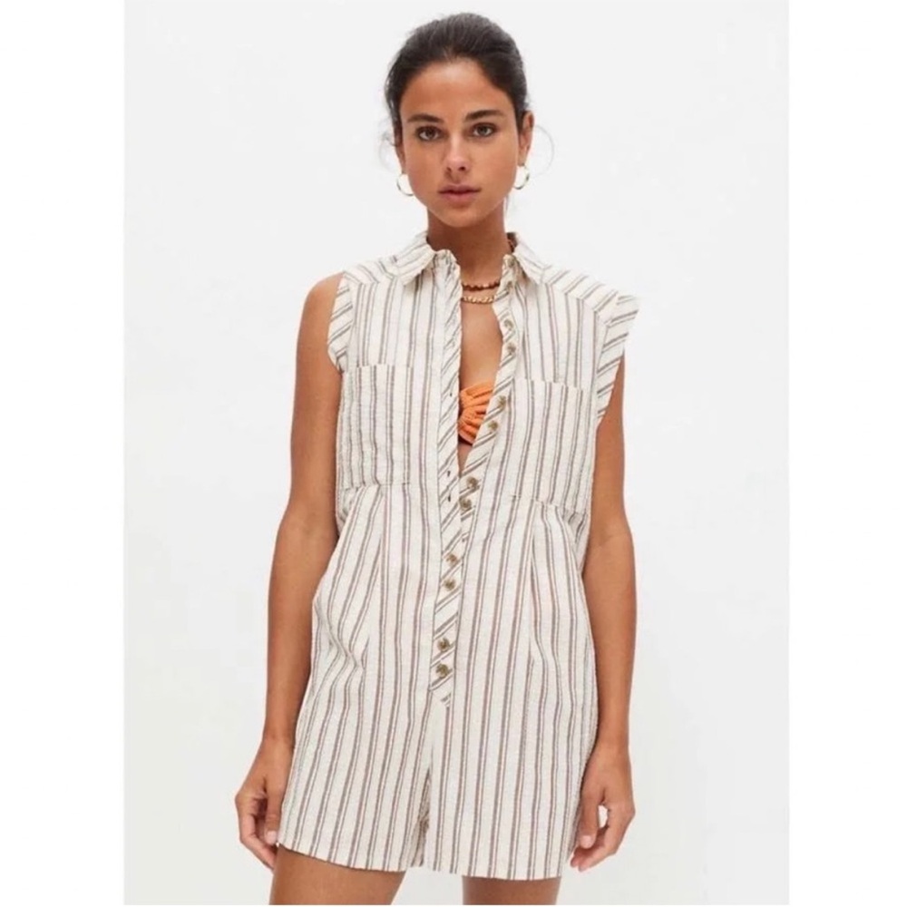 NWOT Urban Outfitters Zoey Workwear Striped Romper Size XS